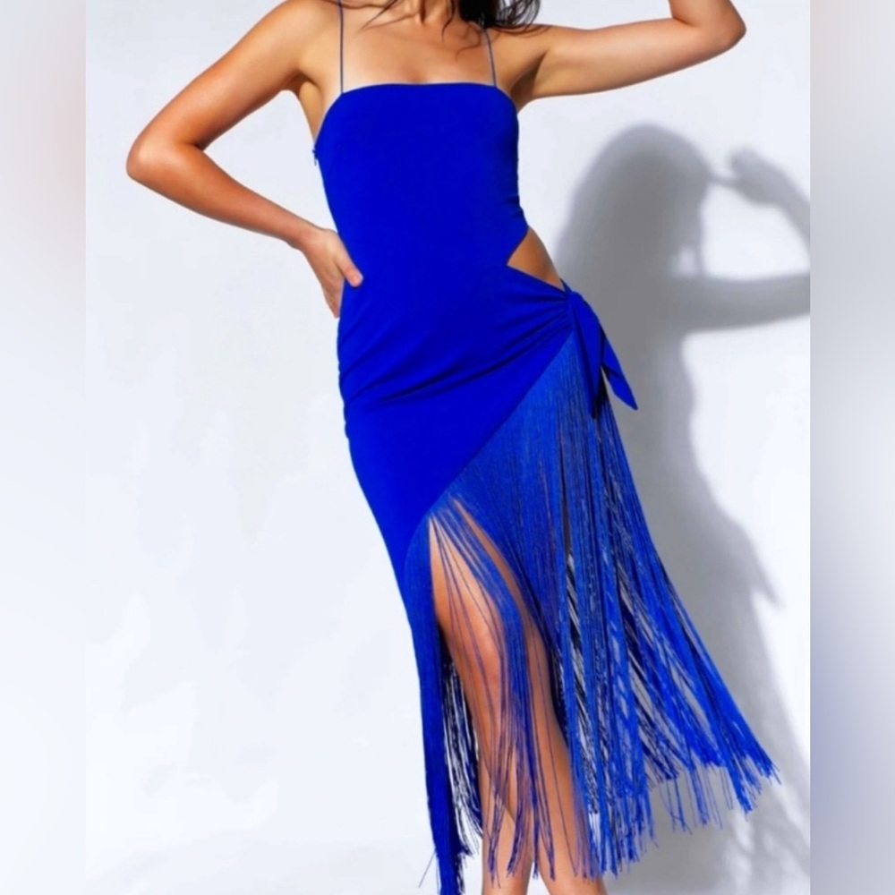 Meshki Dress - XS Blue Fringe